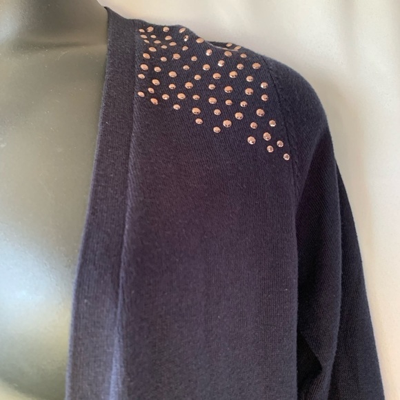 Blue studded cozy soft Lagen look cardigan, career work sweater Small - Picture 11 of 13